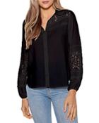 Belldini Lace Inset Button Down Shirt