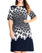 Adrianna Papell Plus Lace Print Fit-and-flare Dress