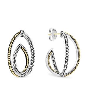 Lagos Sterling Silver And 18k Gold Caviar Bead Hoop Earrings