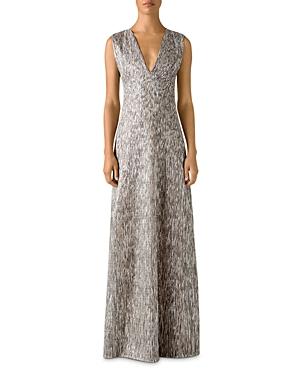 St. John Metallic V Neck Gown