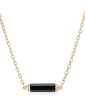 David Yurman Barrels Single Station Necklace With Black Onyx & Diamonds In 18k Gold