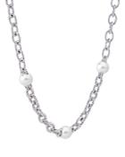 Majorica Link & Simulated Pearl Collar Necklace, 16-18