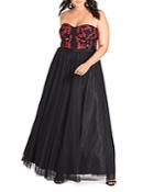 City Chic Plus Embroidered Strapless Bustier Gown