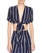 Faithfull The Brand Tie Front Striped Top
