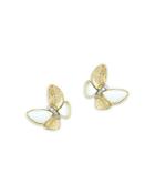 Bloomingdale's Mother-of-pearl & Diamond Butterfly Stud Earrings In 14k Yellow Gold - 100% Exclusive