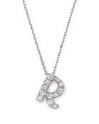 Diamond Initial R Pendant Necklace In 14k White Gold, .16 Ct. T.w.