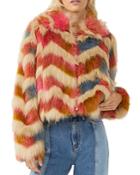 French Connection Dallow Chevron Faux Fur Jacket