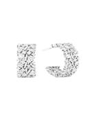 Suzanne Kalan 18k White Gold Fireworks Diamond Round Cut & Baguette Scattered Cluster Small Hoop Earrings