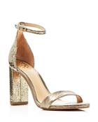 Vince Camuto Mairana Metallic Embossed Ankle Strap High Heel Sandals
