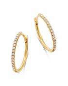 Zoe Chicco 14k Yellow Gold Pave & Bead Set Diamonds Huggie Hoop Earrings