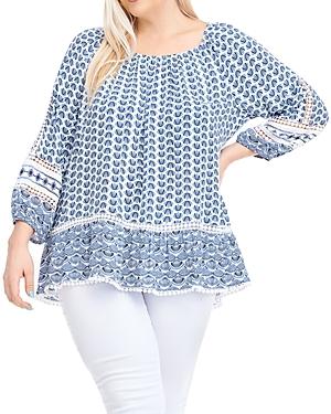 Single Thread Plus Mixed Print Poet Blouse