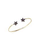 Shebee 14k Yellow Gold Multicolor Sapphire Open Star Cuff Bracelet