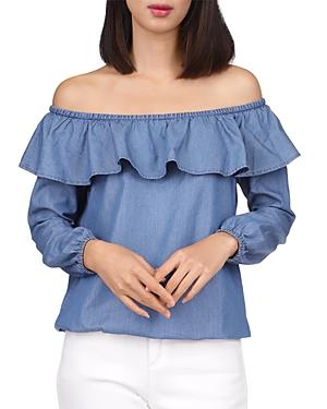 Michael Michael Kors Off The Shoulder Ruffle Top