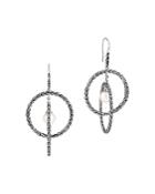 John Hardy Sterling Silver Classic Chain Cultured Freshwater Pearl Orbital Drop Earrings