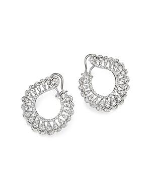 Diamond Curl Earrings In 14k White Gold, 2.90 Ct. T.w.