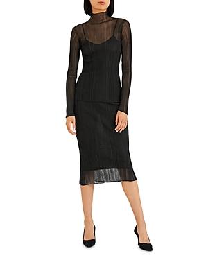 Herve Leger Sheer Overlay Ribbed Top