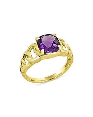Bloomingdale's Amethyst Chain Link Ring In 14k Yellow Gold - 100% Exclusive