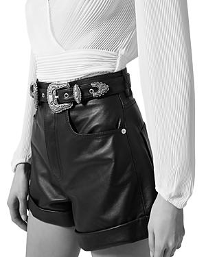 The Kooples Belted Leather Shorts
