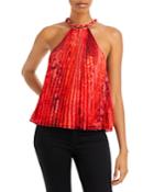 Alice And Olivia Alycia Chain Neck Pleated Top