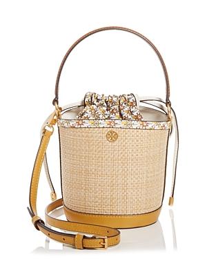 Tory Burch Robinson Straw Mini Bucket Bag