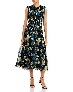 Jason Wu Collection Printed Pleated Silk Midi Dress