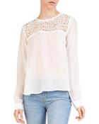 The Kooples Lace-inset Silk Top