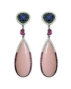 Amrapali Jewels Mixed Gemstone & Diamond Drop Earrings In 18k White Gold