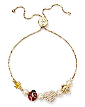 Tory Burch Heart, Ladybug & Acorn Charm Adjustable Bracelet
