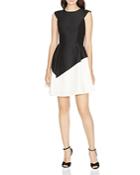 Halston Heritage Color-blocked Fit-and-flare Dress