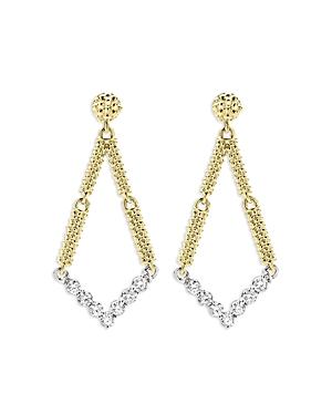 Lagos 18k White & Yellow Gold Signature Caviar Diamond Drop Earrings - 100% Exclusive