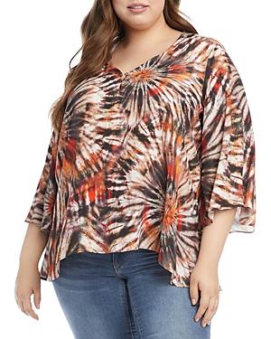 Karen Kane Plus Tie Dyed Handkerchief Hem Top