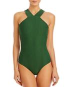 Shoshanna Textured Tide High Neck One Piece Swimsuit