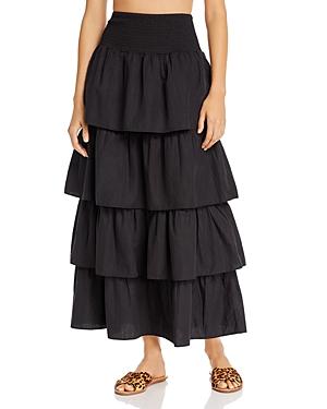 Onia X Weworewhat Paloma Tiered Ruffle Cotton Skirt