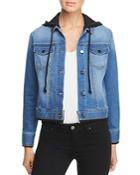 Kenneth Cole Layered-effect Hooded Denim Jacket