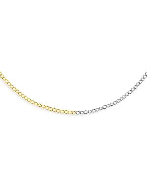 Adinas Jewels Half And Half Flat Curb Chain Choker Necklace, 13.75