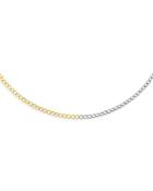 Adinas Jewels Half And Half Flat Curb Chain Choker Necklace, 13.75