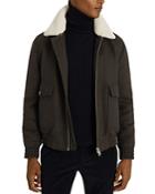 Reiss Rivet Zip-up Harrington Jacket With Faux Shearling Collar