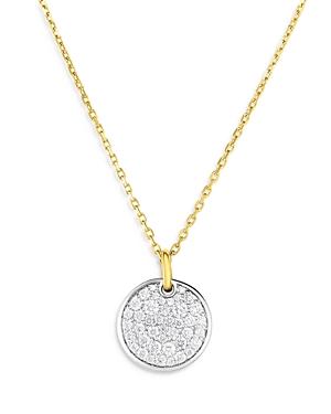 Malka Fluorescent Diamond Smiley Face Disc Pendant Necklace In 18k White & Yellow Gold, 0.46 Ct. T.w. - 100% Exclusive