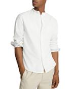 Reiss Montrose Cotton Corduroy Regular Fit Band Collar Button Down Shirt