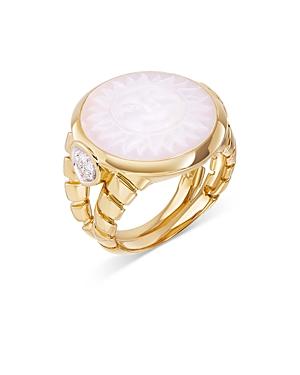 Marina B 18k Yellow Gold Soleil Mother Of Pearl & Diamond Ring
