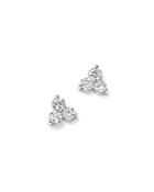Diamond Three Stone Stud Earrings In 14k White Gold, .90 Ct. T.w. - 100% Exclusive