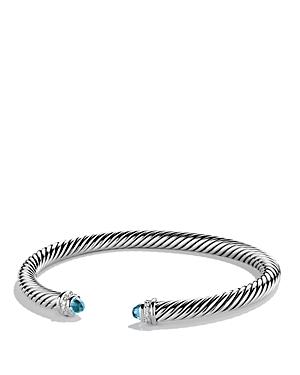 David Yurman Cable Classics Bracelet With Blue Topaz And Diamonds, 5mm