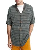 Scotch & Soda Geometric Knit Regular Fit Button Down Hawaiian Shirt