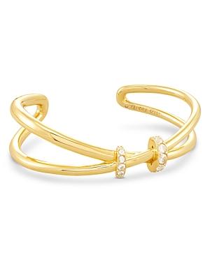 Kendra Scott Livy Pave Loop Crossover Cuff Bracelet In 14k Gold Plate