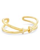 Kendra Scott Livy Pave Loop Crossover Cuff Bracelet In 14k Gold Plate