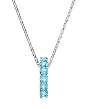 Swarovski Exalta Blue Crystal Circle Pendant Necklace In Rhodium Plated, 16.5-18.5