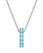 Swarovski Exalta Blue Crystal Circle Pendant Necklace In Rhodium Plated, 16.5-18.5