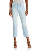 Mother The Scrapper High Rise Ankle Straight Leg Cuff Jeans In Lonely Heart