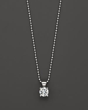 Diamond Solitaire Pendant In 18k White Gold, 0.50 Ct. T.w.