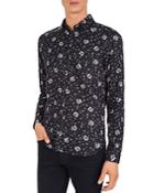 The Kooples Erased Flowers Slim Fit Button-down Shirt